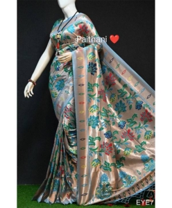 Banarasi Soft Silk Paithani Saree with fancy meena & zari weaves all over saree