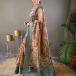 Beautiful Pure tussar Silk Kalamkari Print Saree