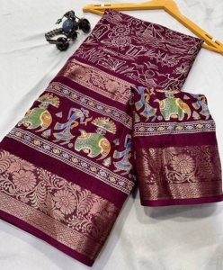 Pure Dola silk saree with jacquard border