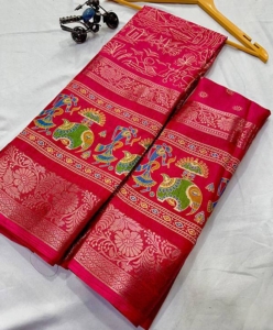 Pure Dola silk saree with jacquard border