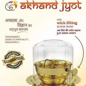 Akhand Jyoti stand with Borosilicate glass and wheel to control the wick