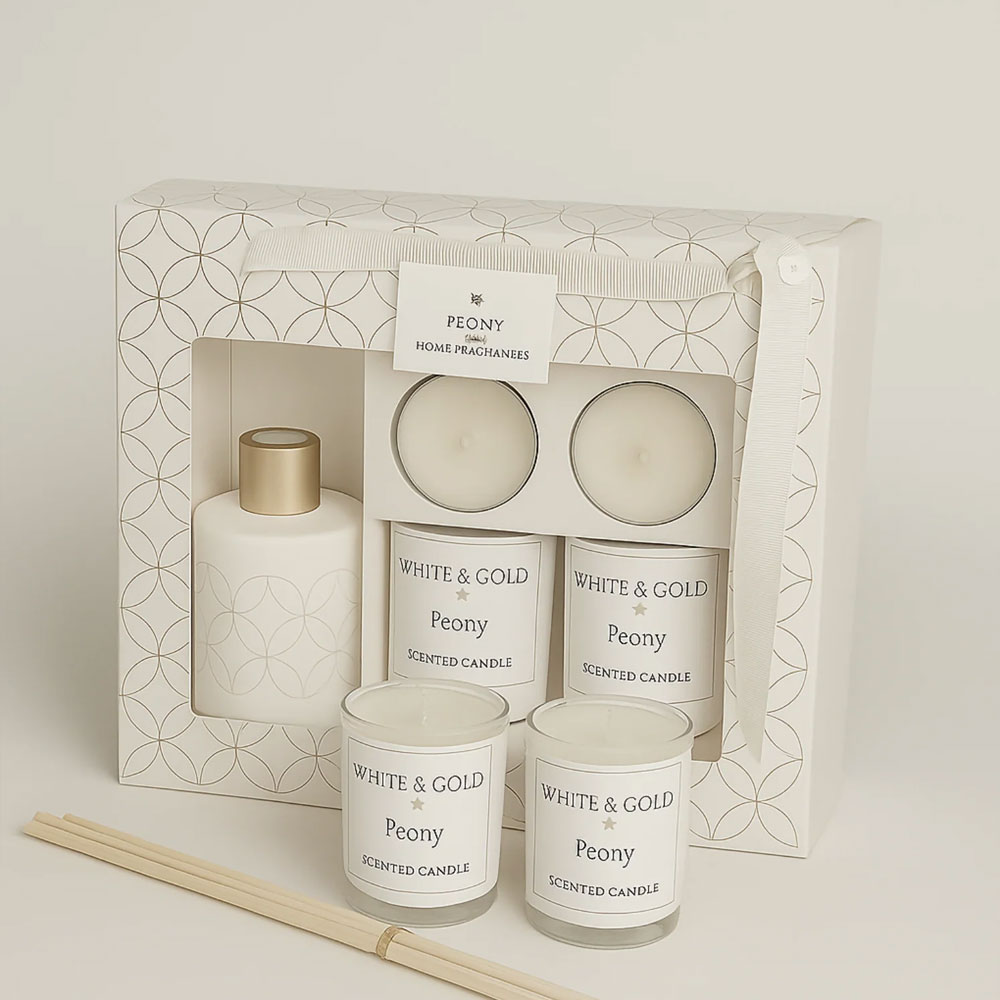 Luxury Fragrance Gift Set with Scented Candle, Diffuser & Tealights Luxury Fragrance Gift Set with Scented Candle, Diffuser & Tealights
