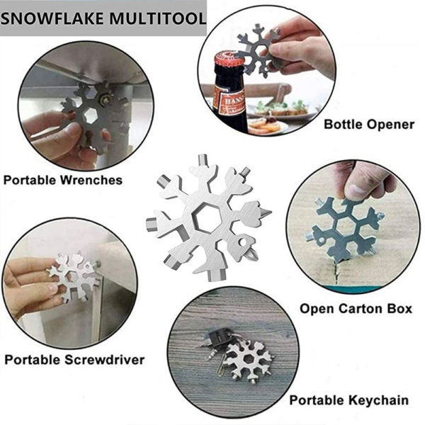 Durable 18-in-1 Snowflake Multi-Tool – Screwdriver Wrench Kit