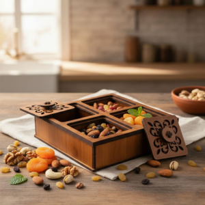 Premium Square Decorative Dry Fruit & Mukhwas Storage Box