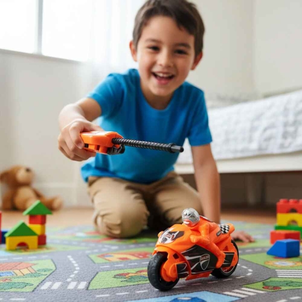Launcher Bike Racing Toy for Kids with Manual Pull Launcher