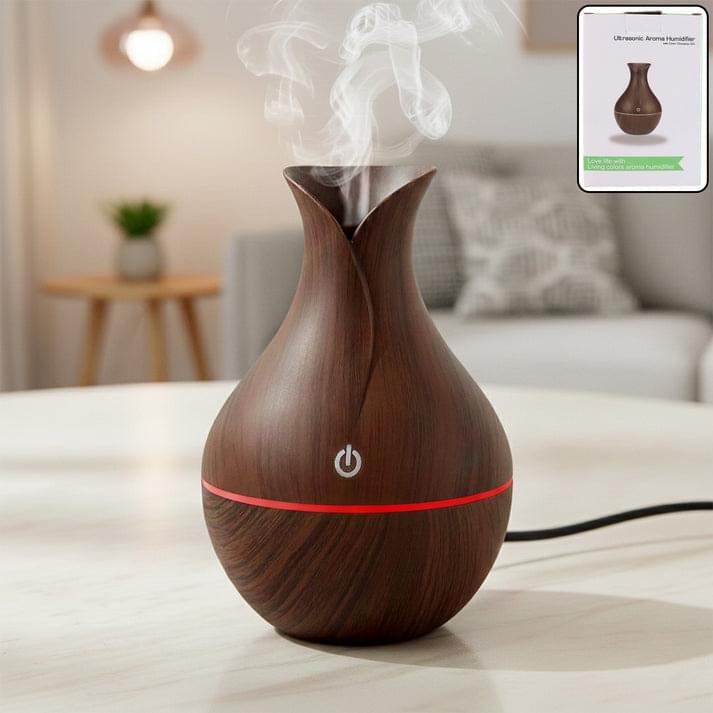 Mini Wooden Vase Pot Diffuser Cool Mist Atomization Humidifier