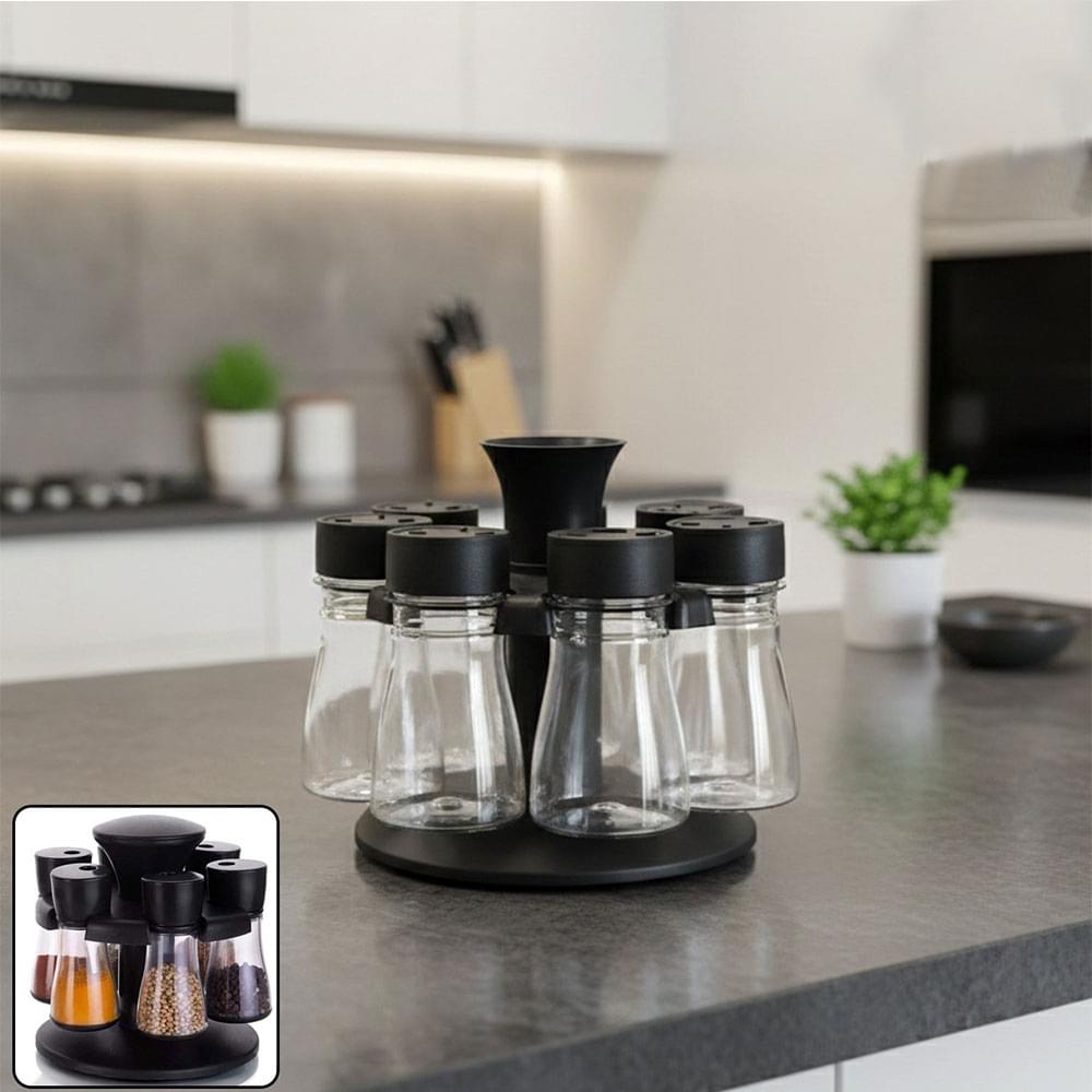 Spice Rack Set with Rotating Stand