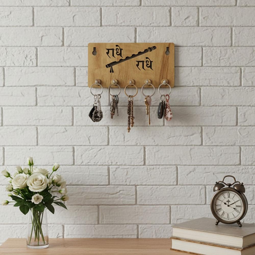 Radhe Radhe Wooden Key Holder