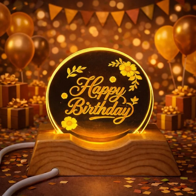 Happy Birthday Acrylic LED Lamp