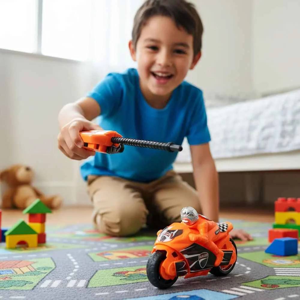 Launcher Bike Racing Toy for Kids with Manual Pull Launcher